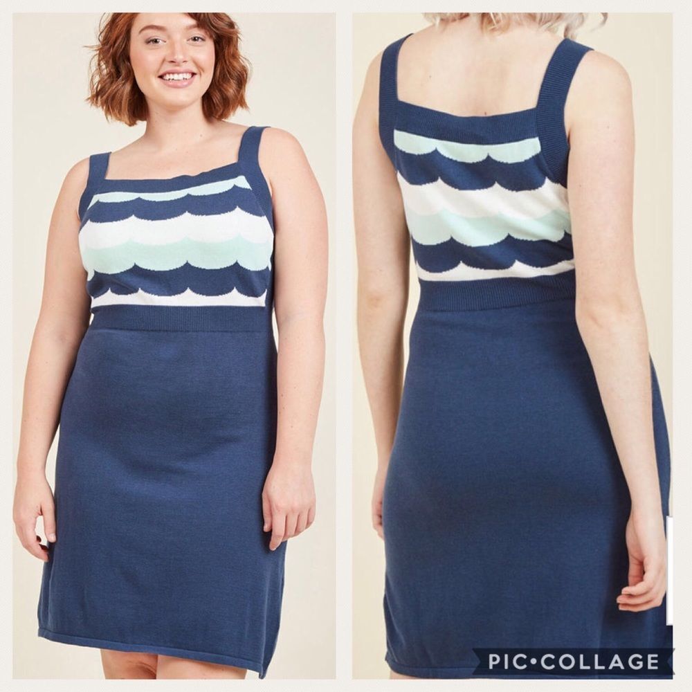 ModCloth Retro Print Knit A-Line Dress Sz 1X